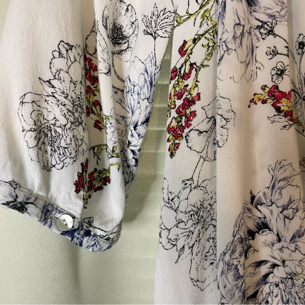 Daniel Rainn 2XL White Rayon Floral Blouse - Picture 8 of 11